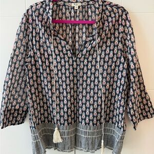 Dylan Navy and White Floral Blouse